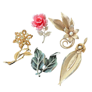 Elegant Vintage Floral Brooch Set